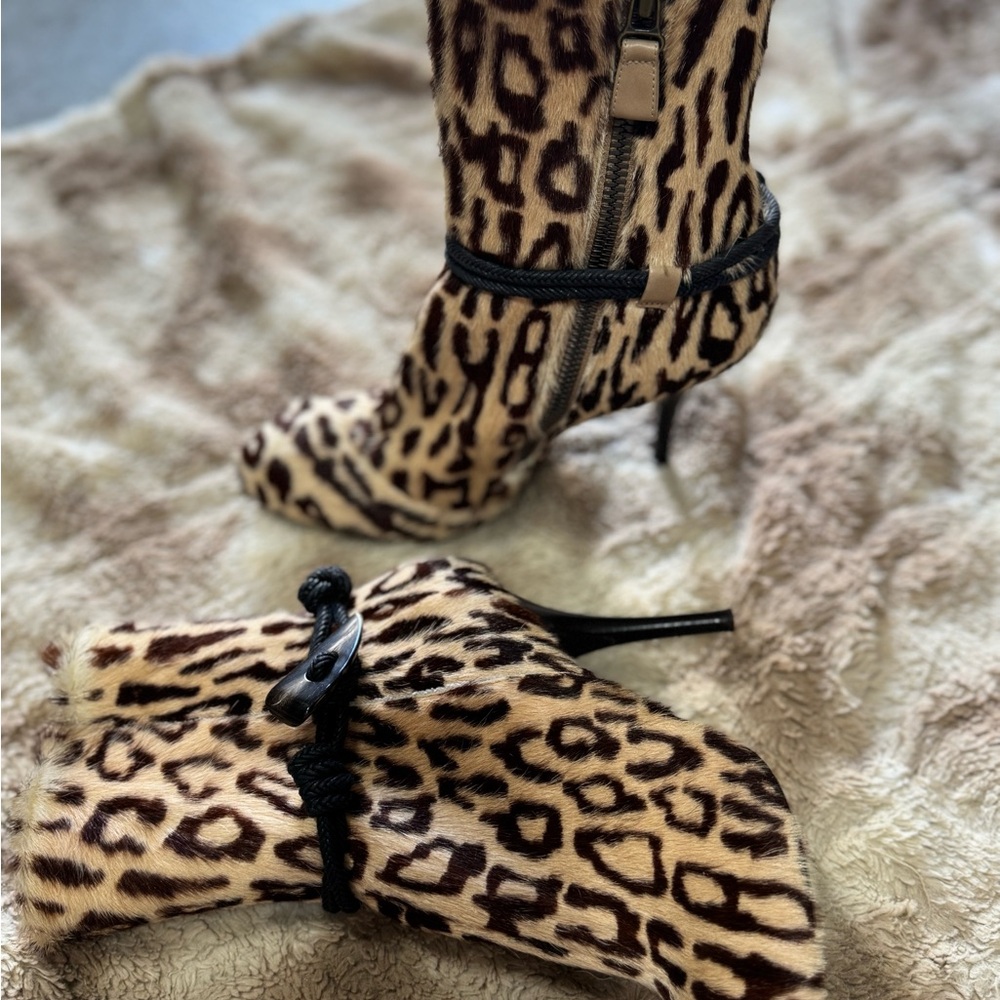 Sergio Rossi Leopard Print Heeled Boots